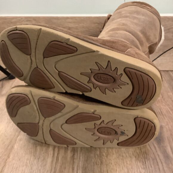 UGG Suburb Brown Suede Mid Calf Boot Womens 9 Leather Shearling Fur 5123 - Picture 7 of 8